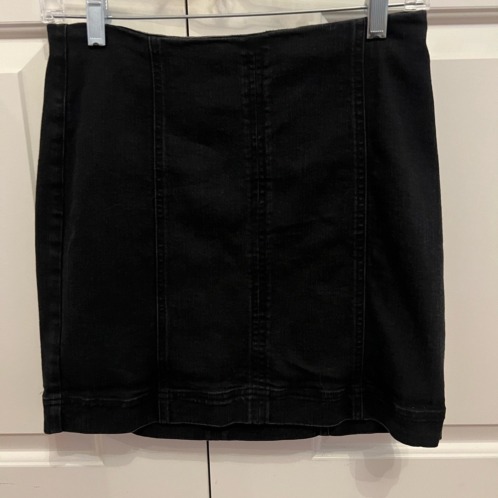 Classic Black Denim Skirt
